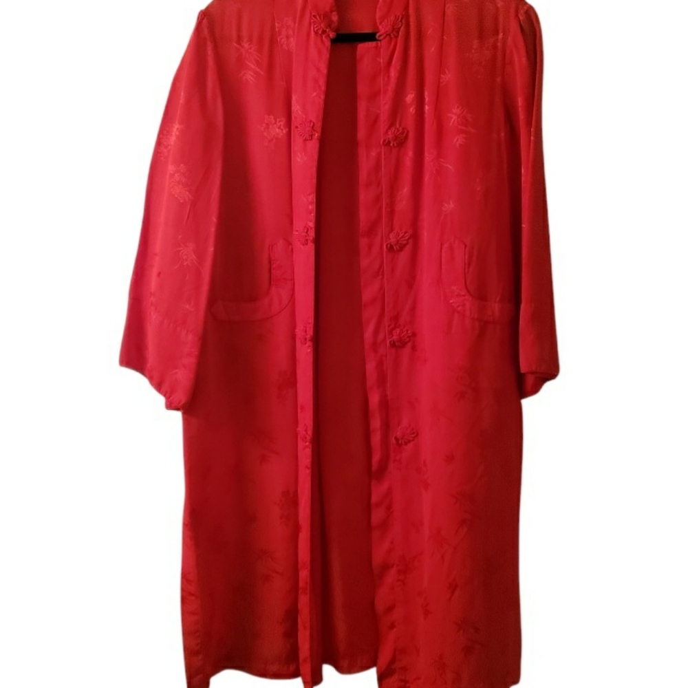Vintage Red Satin Chinese Morning Coat